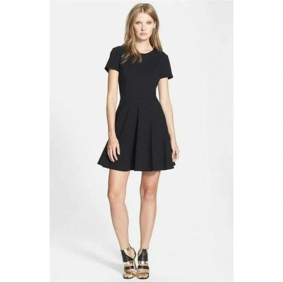 fitted lace wedding dress Black Square Neck Fit & Flare Mini Dress – Littlebox India main image 1